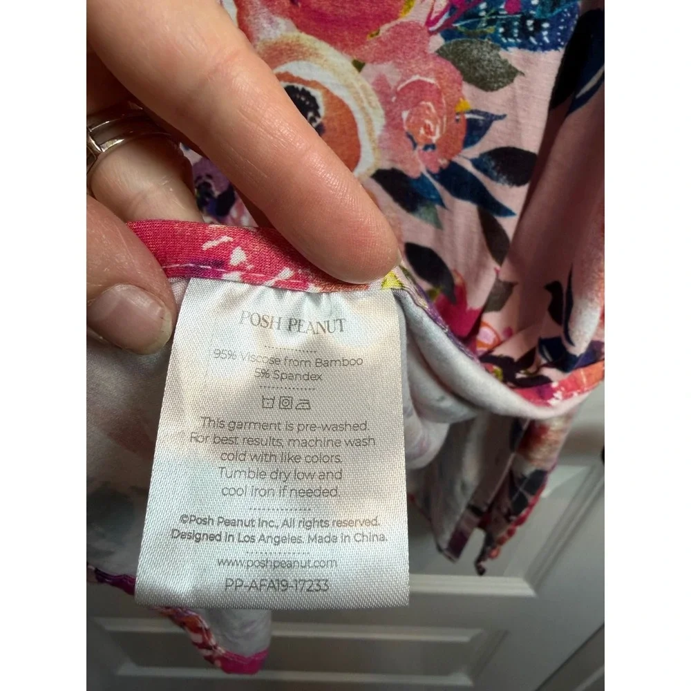 Posh Peanut Pink Floral Rose Bamboo Viscose Swaddle Blanket and Headband Set